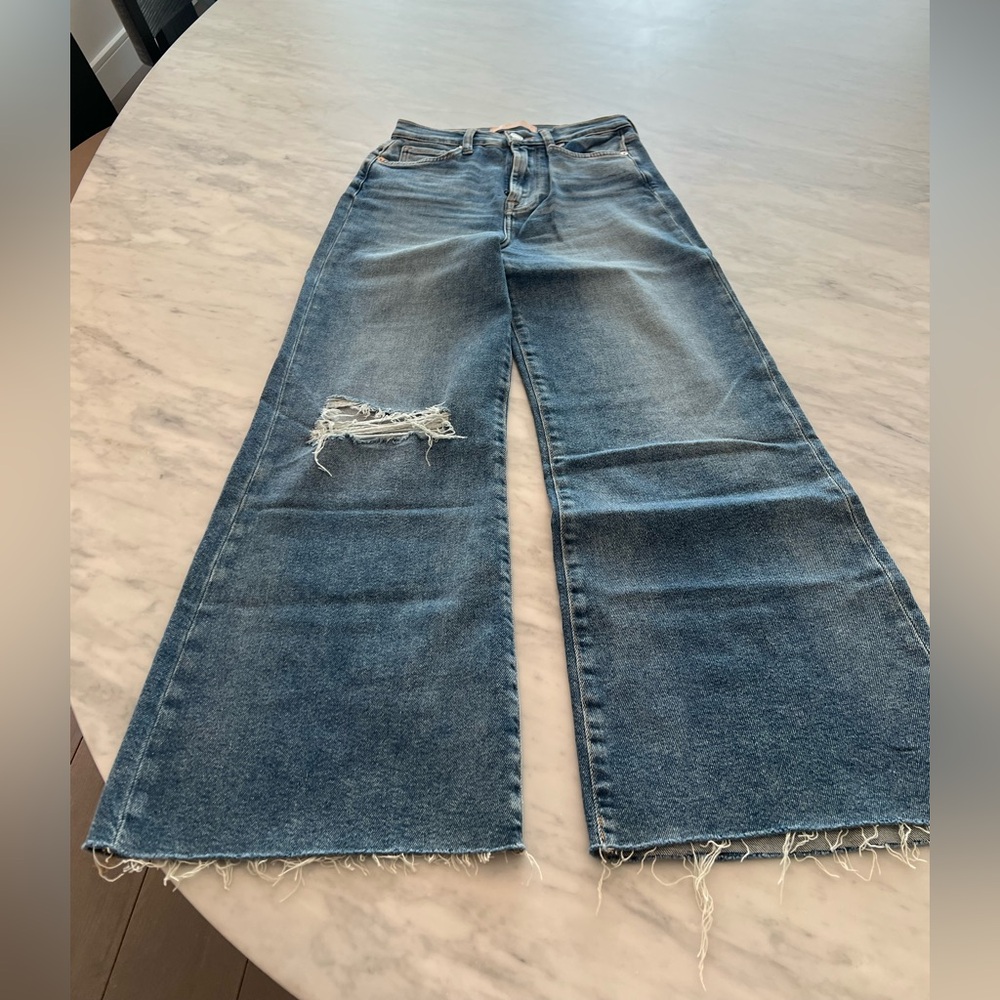 7 For All Mankind Blue Wide Leg Jeans